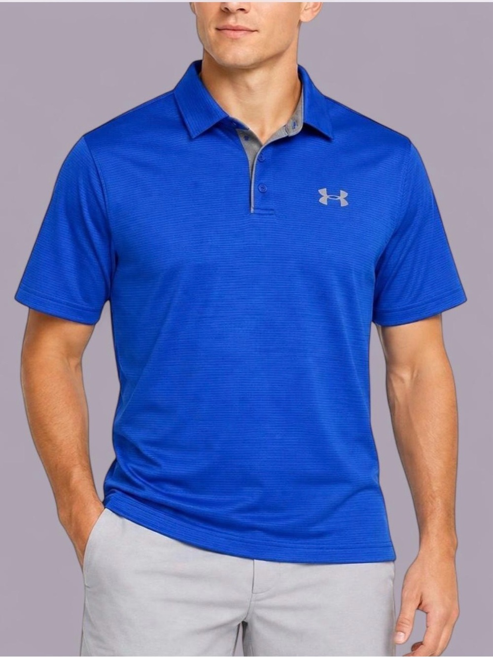 Under Armour M HeatGear Blue Golf Polo Loose Fit Athletic Shirt preppy sporty